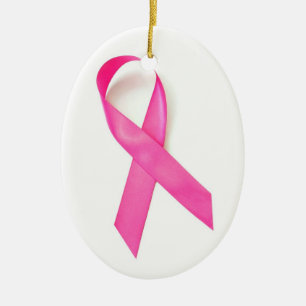 Ornement Ovale En Céramique Sensibilisation au cancer du sein Ruban rose