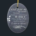 Ornement Ovale En Céramique Sérénité prière cadeau chalkboard rétro<br><div class="desc">Bautieux cadeau rétro style tableau noir avec vers de la prière de sérénité. Joli et inspirant.</div>