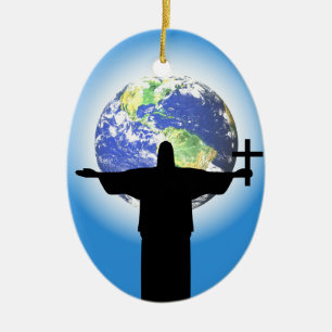 Ornement Ovale En Céramique Silhouette avec croix