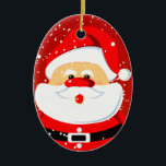 Ornement Ovale En Céramique Soirée de Noël du Père Noël<br><div class="desc">Mignons ornement de Noël du Père Noël.</div>