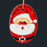 Ornement Ovale En Céramique Soirée de Noël du Père Noël<br><div class="desc">Mignons ornement de Noël du Père Noël.</div>