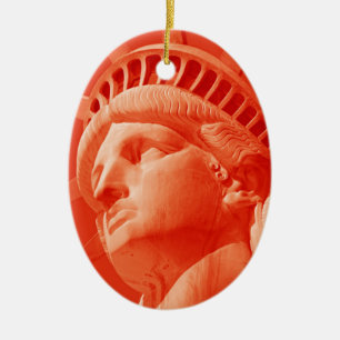 Ornement Ovale En Céramique Statue rouge de la Liberté