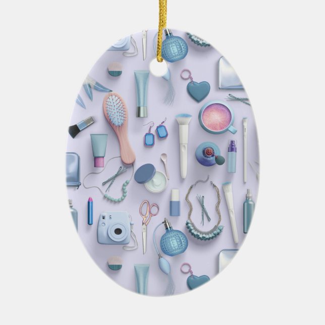 Ornement Ovale En Céramique Tableau bleu de vanité (Devant)