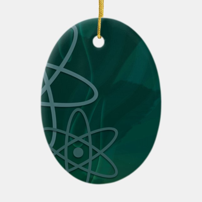 Ornement Ovale En Céramique Teal atomique (Devant)