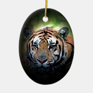 Ornement Ovale En Céramique Tigre