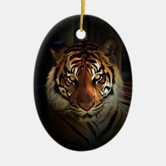 Ornement Ovale En Céramique Tigre