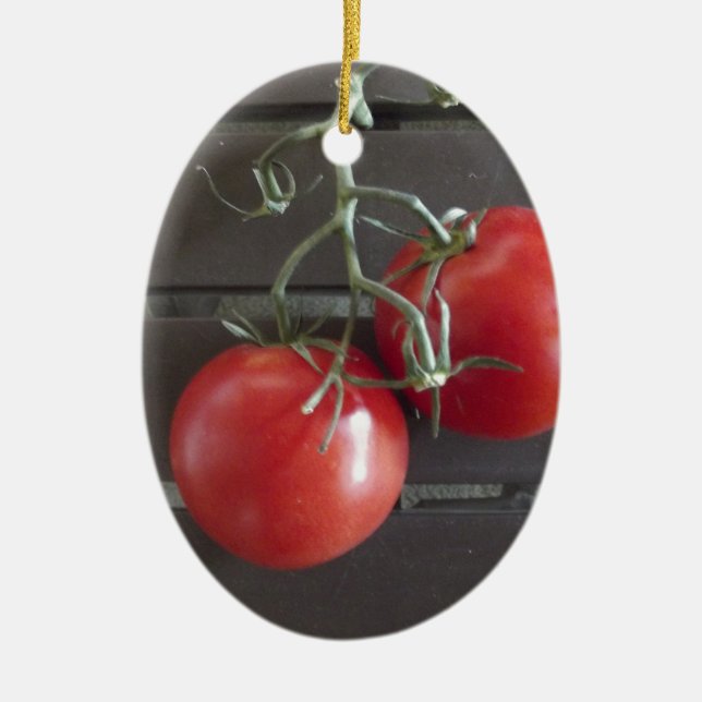 Ornement Ovale En Céramique Tomates (Devant)