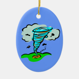 Ornement Ovale En Céramique Tornado Twister Storm Chaser Objets volants