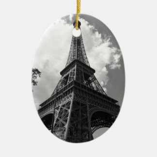 Ornement Ovale En Céramique Tour Eiffel noir et blanc à Paris