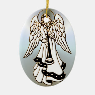 Ornement Ovale En Céramique Trompette en laiton de Noël Angel