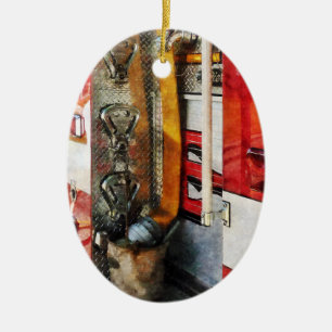 Ornement Ovale En Céramique Tuyau d'incendie, seau et buse