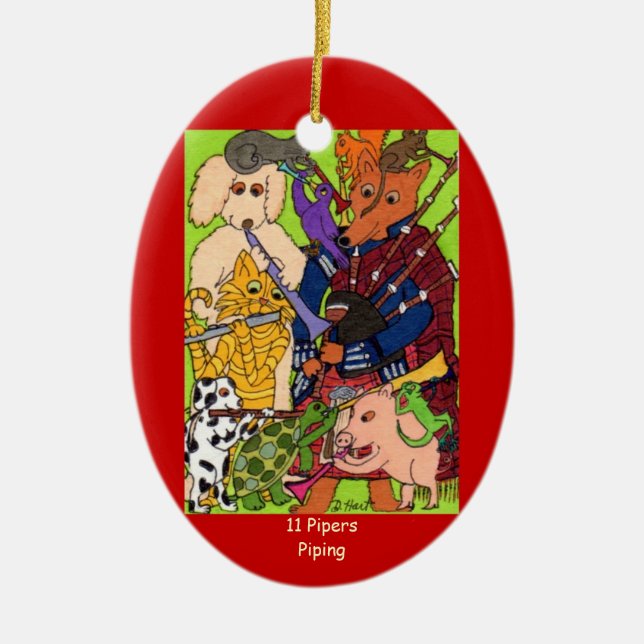 Ornement Ovale En Céramique Tuyauterie de 11 joueurs de pipeau (Devant)