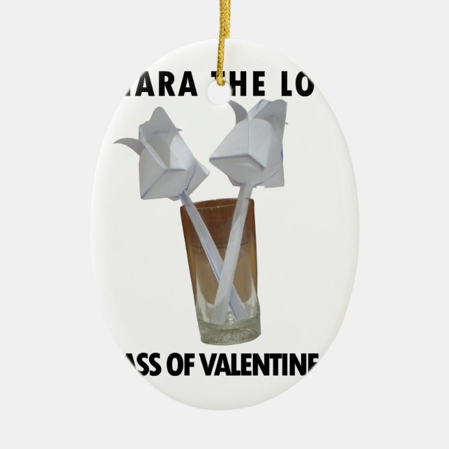 Ornement Ovale En Céramique Un verre de paix valentine. (Devant)