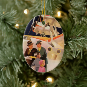 Ornement Ovale En Céramique Vacances vintages en famille Via Seaplane avec hél