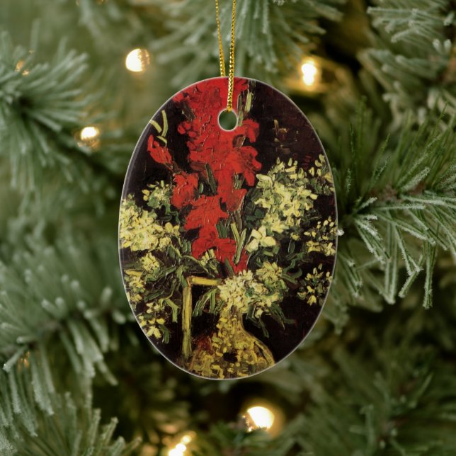 Ornement Ovale En Céramique Vase avec Glaïeuls, Œillets de Vincent van Gogh (Arbre)