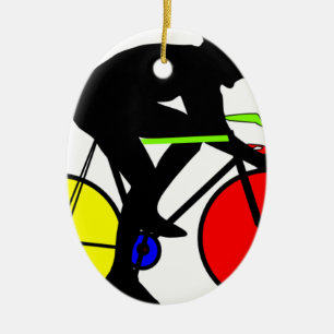 Ornement Ovale En Céramique Vélo de recyclage coloré multi