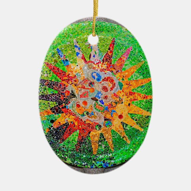 Ornement Ovale En Céramique Vert de détail de Gaudi (Devant)