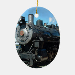 Ornement Ovale En Céramique Vieux train un de vapeur d'une séance photos