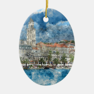 Ornement Ovale En Céramique Ville de Split en Croatie