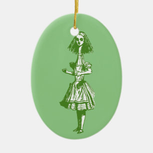 Ornement Ovale En Céramique Vintage Alice étirée au pays des merveilles