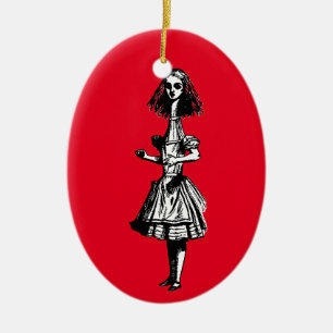 Ornement Ovale En Céramique Vintage Alice étirée au pays des merveilles