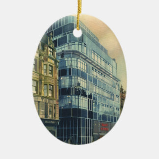 Ornement Ovale En Céramique Vintage Daily Express Building on Fleet Street
