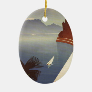 Ornement Ovale En Céramique Vintage Lake Garda Riva Torbole Italie Tourisme