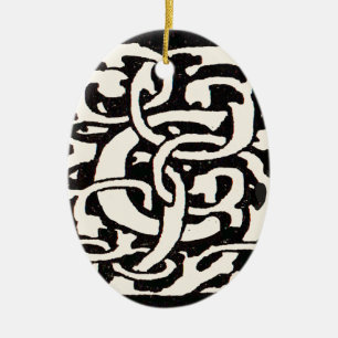 Ornement Ovale En Céramique Vintage Monogram C Art Nouveau Letter