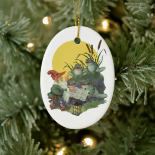 Ornement Ovale En Céramique Vintage Music Magazine Couverture Art, Etude Frog