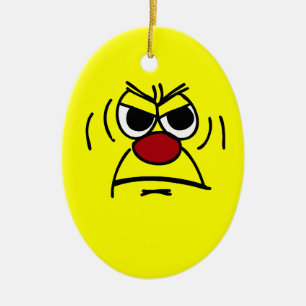 Ornement Ovale En Céramique Visage fâché Grumpey