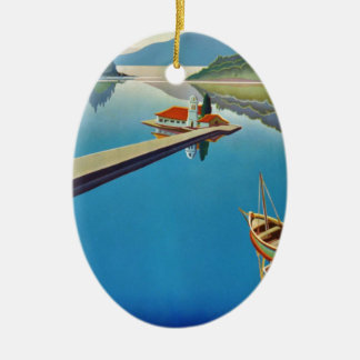 Ornement Ovale En Céramique Voyage en Grèce vintage - Île de Corfou