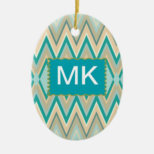 Ornement Ovale En Céramique zigzag-téléphones diagonale (Devant)