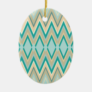 Ornement Ovale En Céramique zigzag-téléphones diagonaux