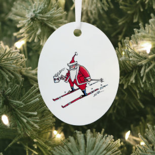 Ornement ovale en métal représentant le père Noël