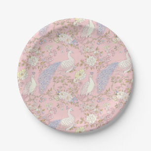 Ornement Paon gracieux Assiette en papier