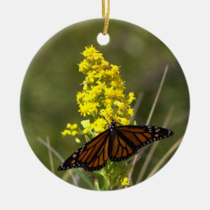 Ornement Papillon avec Fleurs Sauvages Jaunes