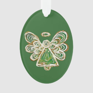 Ornement Pendentif de Noël de l'ange gardien vert
