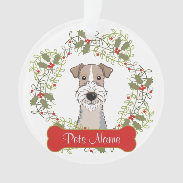 Ornement personnalisable de Fox Terrier de fil (devant)