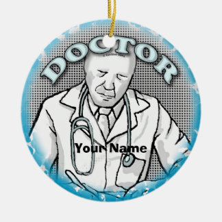 Ornement personnalisé au nom du médecin rétro masc