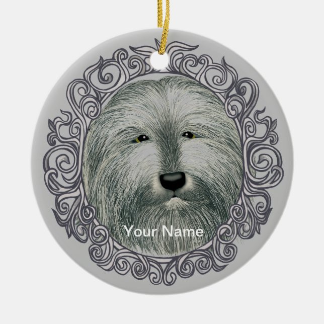 Ornement personnalisé avec nom pour Bearded Collie (Devant)