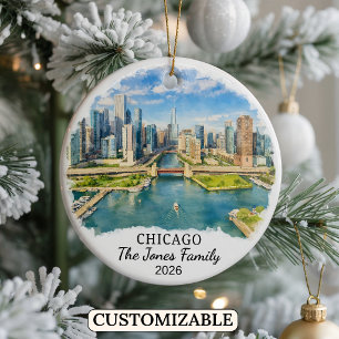 Ornement personnalisé de Chicago, Illinois sur mes