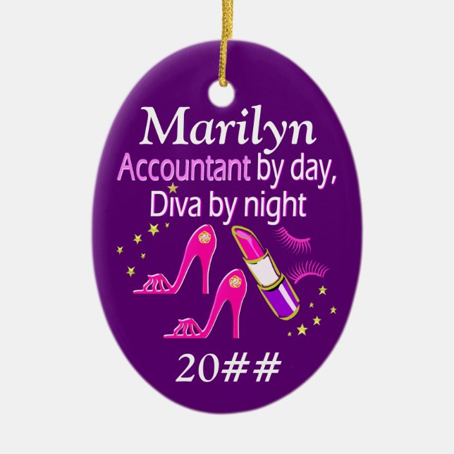 ORNEMENT PERSONNALISÉ DE DIVA COMPTABLE (Devant)