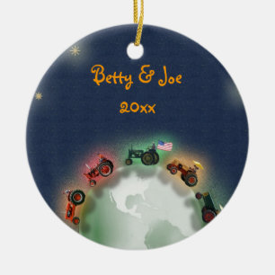 Ornement personnalisé de Noël de tracteur : Paix