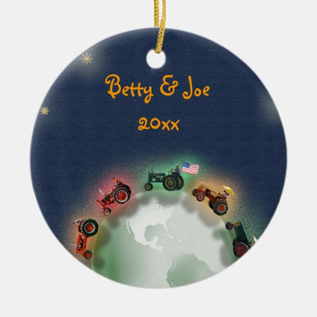 Ornement personnalisé de Noël de tracteur : Paix (Devant)