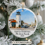 Ornement personnalisé de Santa Barbara, Californie<br><div class="desc">Un ornement de souvenir de voyage personnalisé conçu pour célébrer votre voyage inoubliable. Que vous soyez parti pour le travail, que vous ayez profité d'un voyage en amoureux ou que vous ayez participé à un programme d'échange scolaire, cet ornement commémore un moment spécial que vous chérirez toujours et que vous...</div>