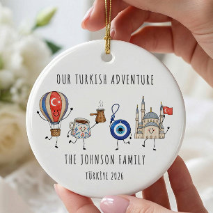 Ornement personnalisé de voyage en famille en Turq
