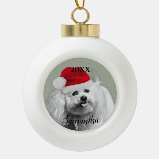 Ornement personnalisé du chien de Noël Bichon Fris (Devant)