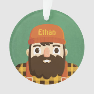 Ornement Personnalisé Garçon Barbe Bûcheron Mignon