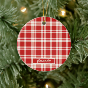 Ornement personnalisé Luxe Rouge Plaid Héritage