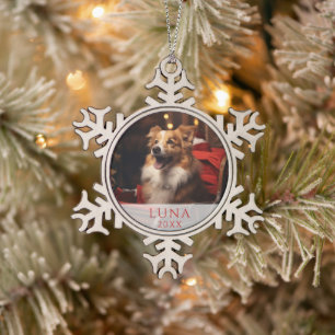 Ornement photo amateur de chien flocon de neige - 